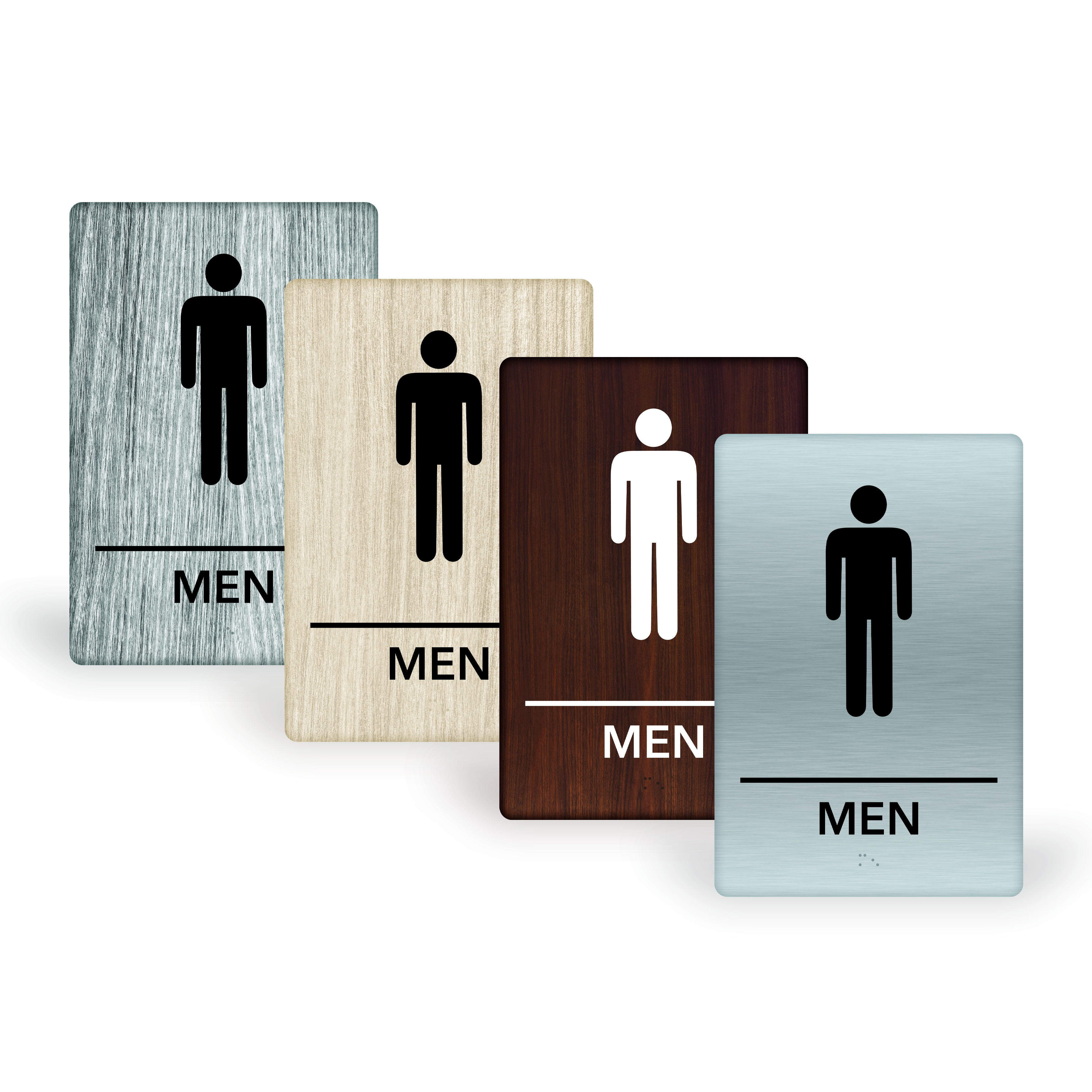 6X9PM - ADA Compliant Wood Grain and Brushed Silver - Men 6" x 9"