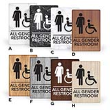 6X9PAG - MitUSA ADA Marble & Wood Grain Signs All Gender 6" x 9"