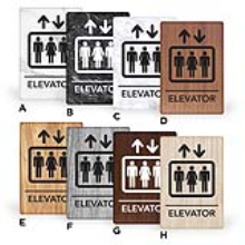 6X9PEL - MitUSA ADA Marble & Wood Grain Signs Elevator 6" x 9"