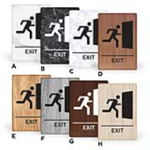 6X9PE - MitUSA ADA Marble & Wood Grain Signs Exit 6" x 9"