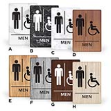 6X9PM-H - MitUSA ADA Marble & Wood Grain Signs Men Handicap 6" x 9"