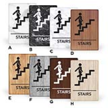 6X9PS - MitUSA ADA Marble & Wood Grain Signs Stairs 6" x 9"