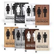 6X9PU - MitUSA ADA Marble & Wood Grain Signs Restroom  6" x 9"