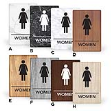 6X9PW - MitUSA ADA Marble & Wood Grain Signs Woman 6" x 9"