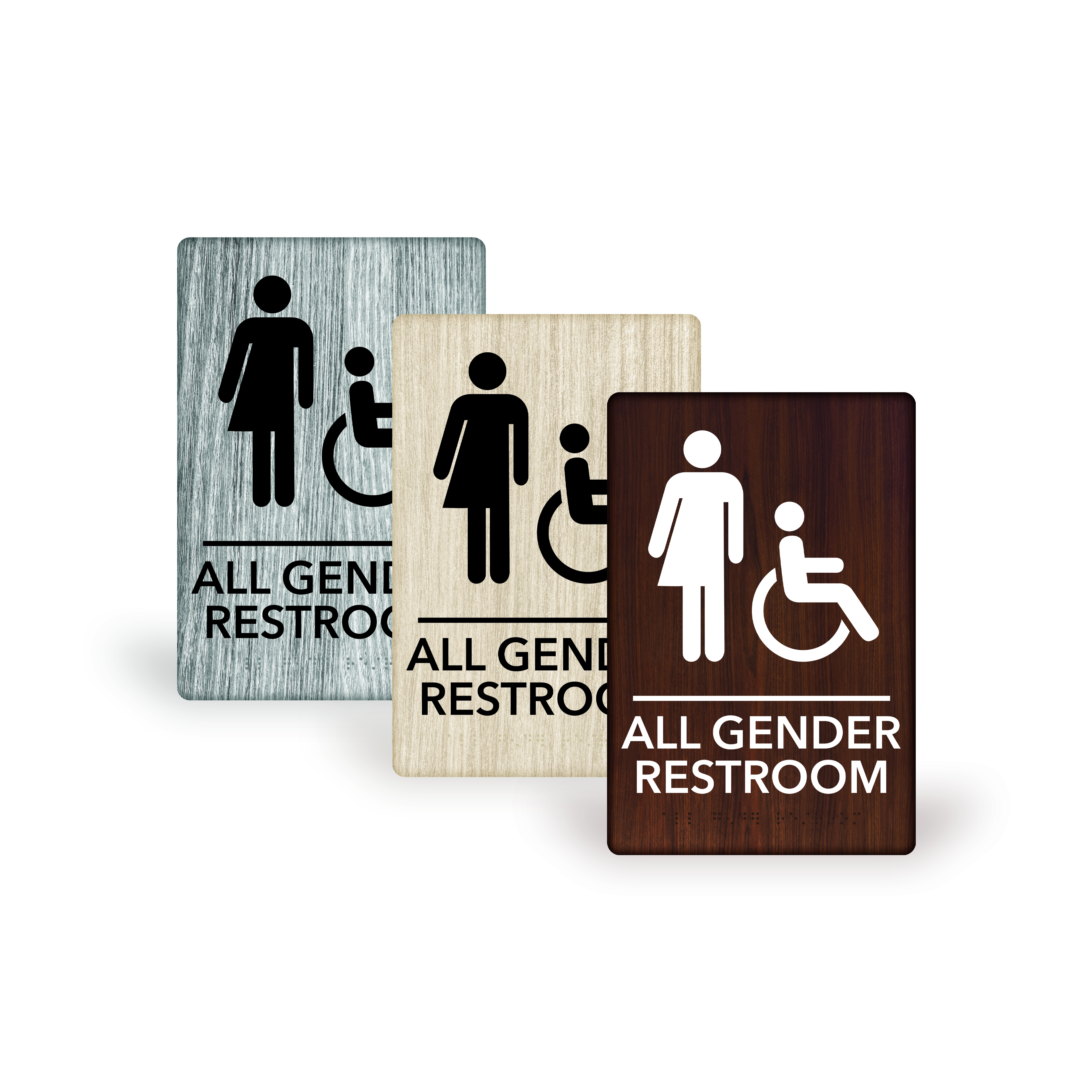 ADA Compliant Wood Grain<BR>All Gender 6" x 9"