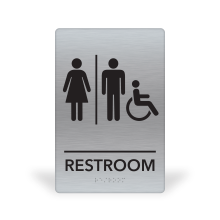 6X9BSUH - MitUSA ADA COMPLIANT<BR> Brushed Silver Restroom Handicap 6x9